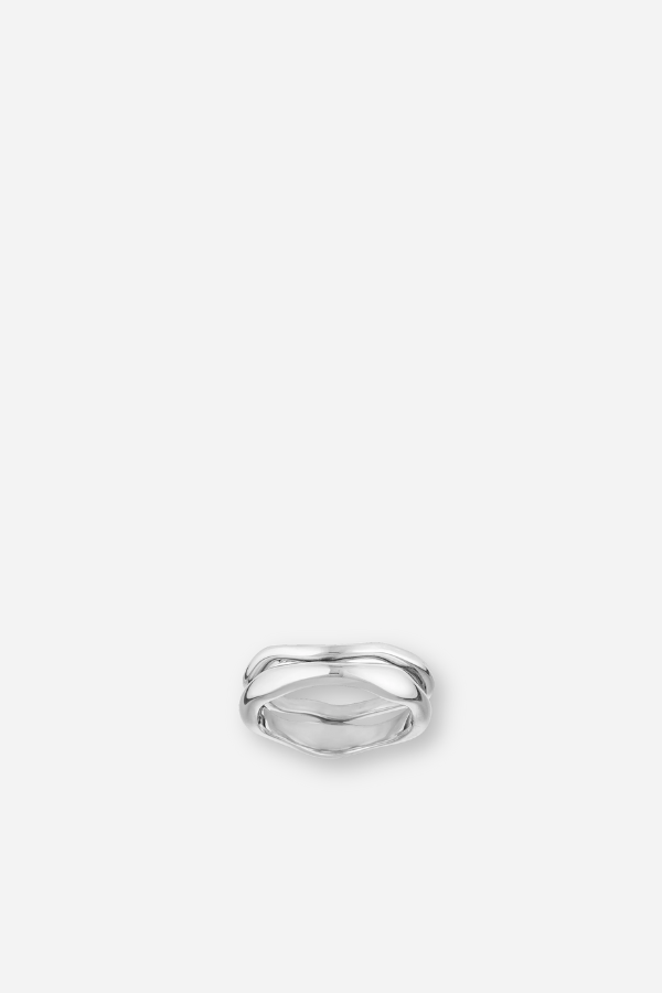 Wave Ring Set - White Gold
