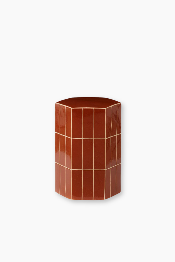Ceramic Tile Stool - Rust