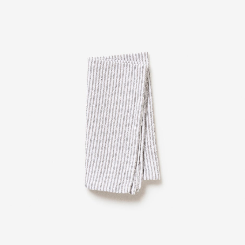 Grey /White Stripe Washed Cotton Napkins / 4pk