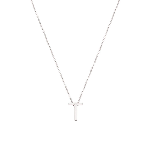Sterling Silver Letter Necklace - T