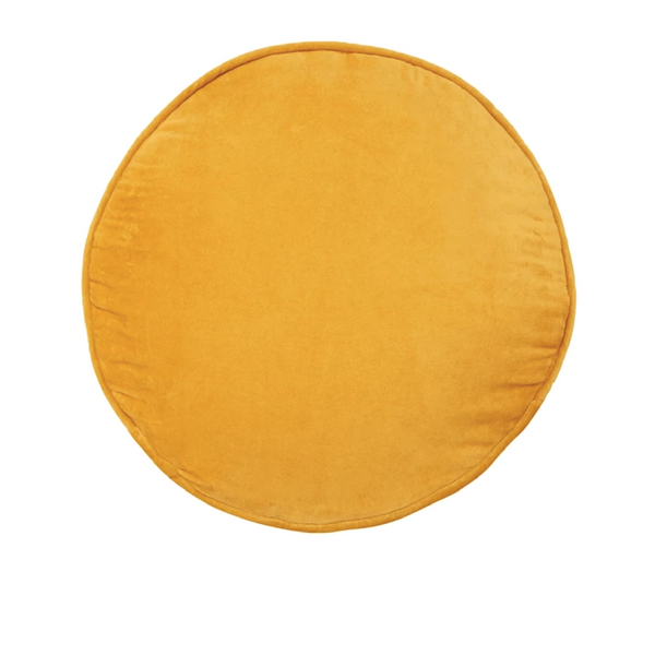 CASTLE Penny Round Cushion - Yellow Velvet