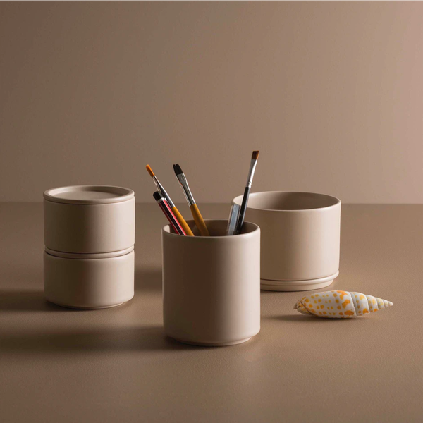 Tall Bower Ceramic Canister - Oat